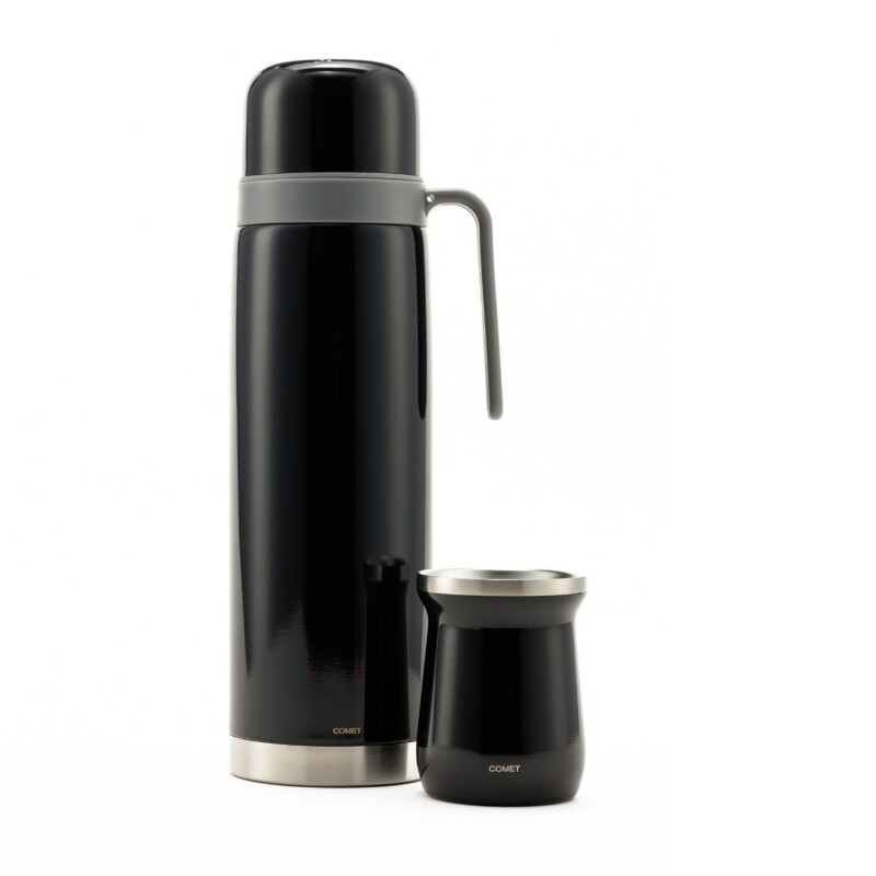 Set termo Comet Bologna 1 lt + Mate de 160 ml Negro metal