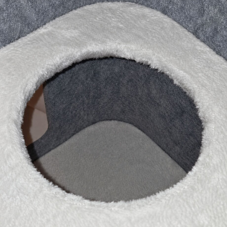 Casa Para Gatos 3 Pisos De Tela Con Cuevas Y Pompón Gris