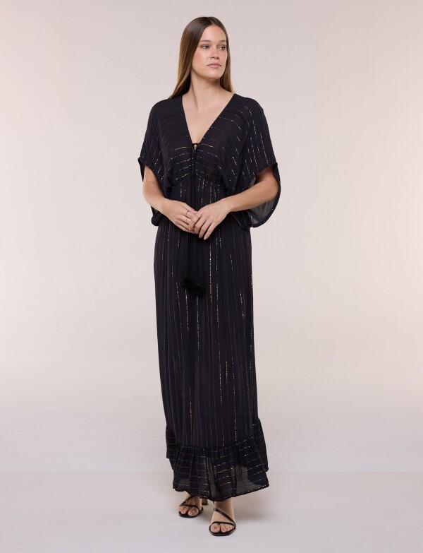 Vestido Maxi Detalle En Lurex NEGRO