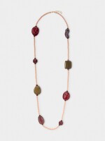 Collar Largo De Cuentas Efecto Piedra multicolor