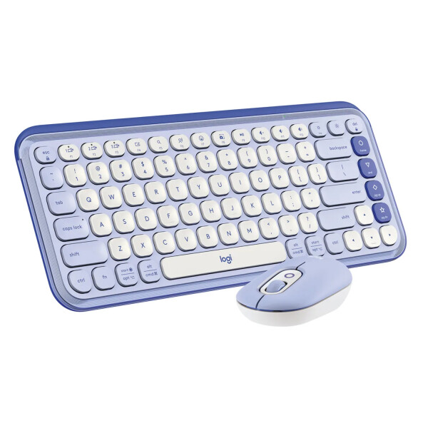 Combo Ligitech Teclado Mouse Pop Icon Blutooth VIOLETA