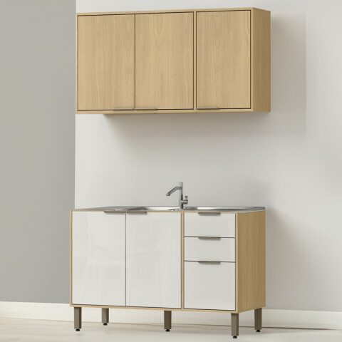 Bajo Mesada 120 cm 3 Puertas 2 Cajones y Aéreo 3 Puertas y Estantes Cocina Modular Gloria MDP 15mm y Pileta Tramontina Central Bajo Mesada 120 cm 3 Puertas 2 Cajones y Aéreo 3 Puertas y Estantes Cocina Modular Gloria MDP 15mm y Pileta Tramontina Central
