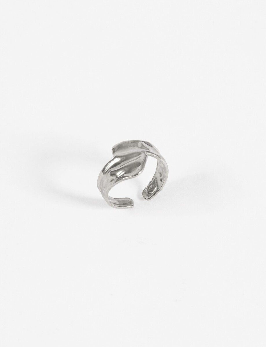 Anillo texture acero ajustable - plateado 