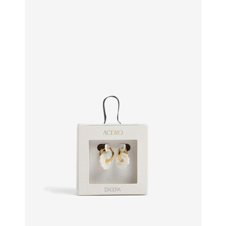 Argollas De Acero Con Nácar Dorado