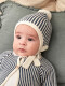 Gorro De Rayas Con Pompon Azul Pato