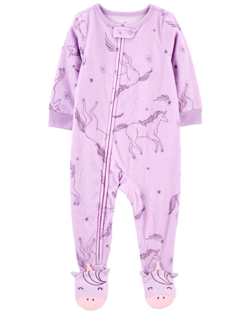 Pijama una pieza de micropolar con pie diseño unicornio 