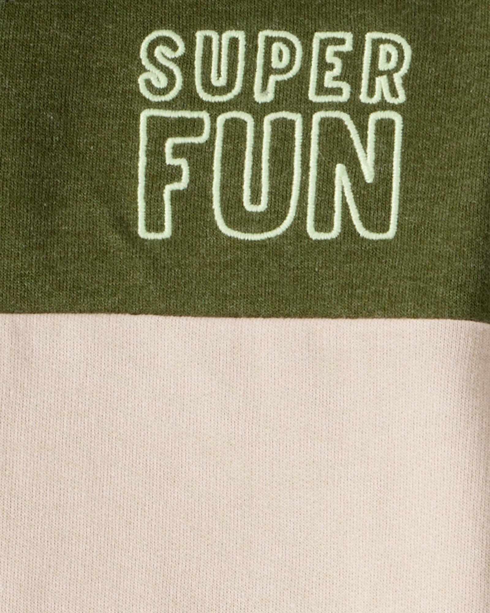 Set dos piezas de algodón, pantalón y buzo con capucha, diseño bloques de color verde y crema Sin color