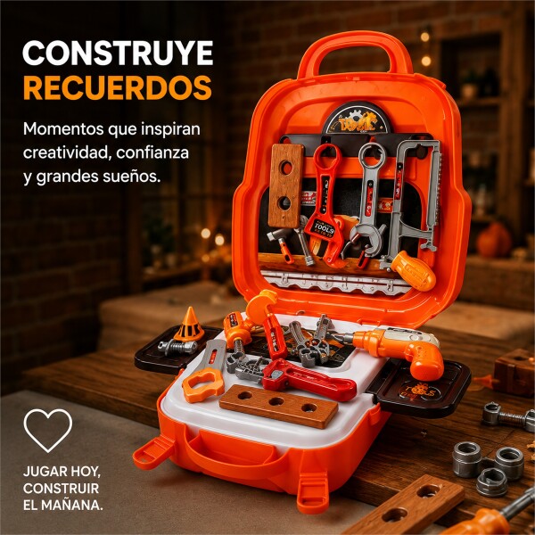Mochila Caja de Herramientas Infantil 22 Piezas Naranja 1