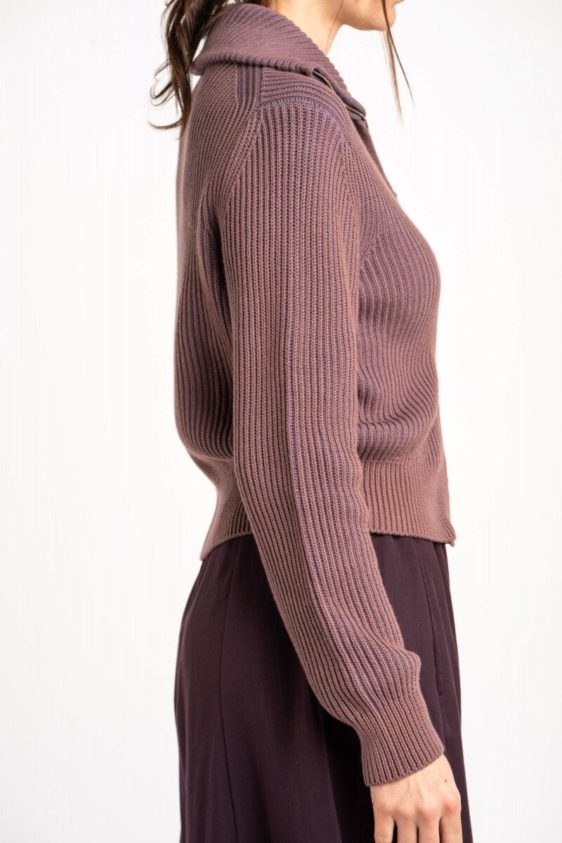 Campera Tejida Algodón Malva