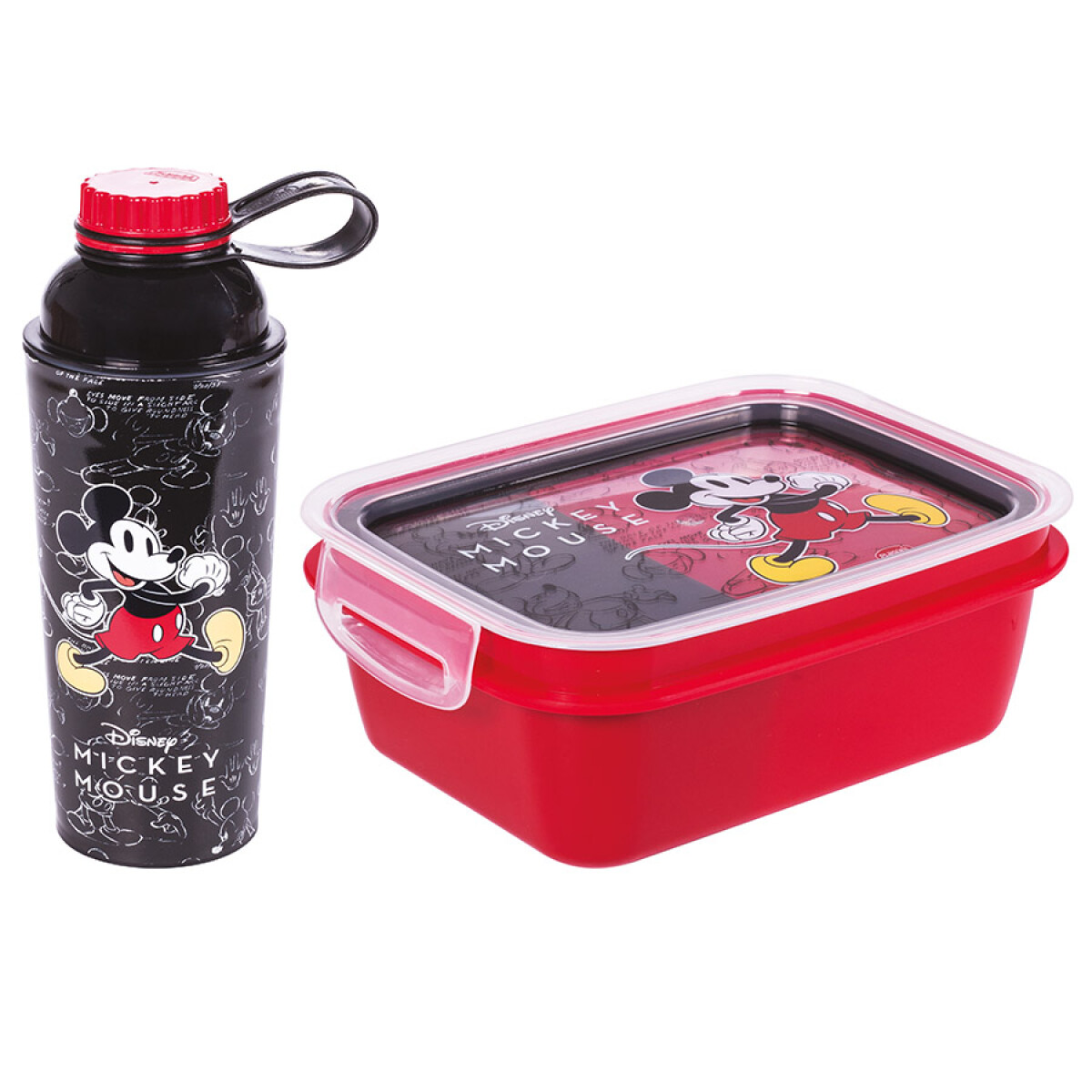 Set Infantil Pote 850Ml y Botella Con Tapa Rosca De 660Ml - MICKEY-NEGRO 