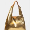 Bolso The Shopping en cuero graneado metalizado Oro Niquel