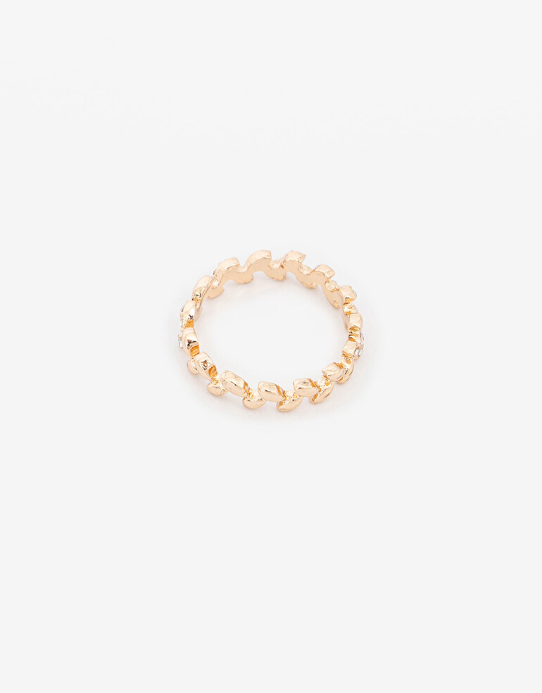 Anillos Chicos Special Price Anillo Hojitas Strass - Dorado