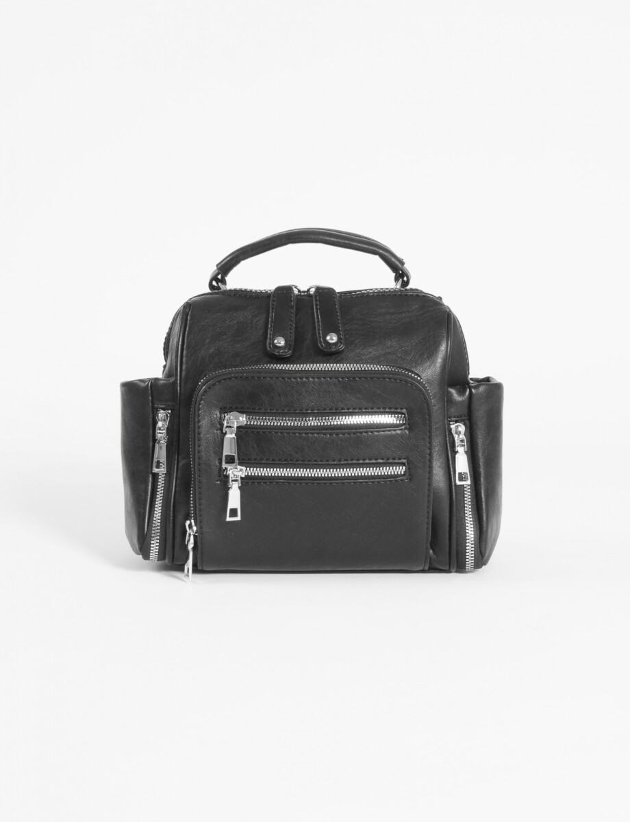 Mochila bandolera con bolsillo - negro 