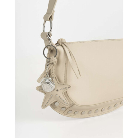 Bandolera Tachas Con Charm Marron Camel