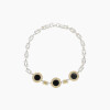 Pulsera en plata y oro estilo Pantther con diseño de guarda griega y 3 ónix Pulsera En Plata Y Oro Estilo Pantther Con Diseño De Guarda Griega Y 3 ónix