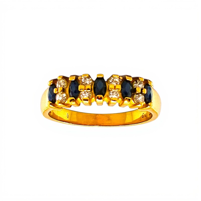 Anillo Vera-Oro Bajo-Piedra Zafiro y Zirconia-AN8115 conpiedra
