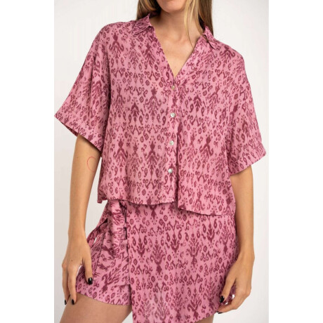 Camisa Estampada Lurex Rosa