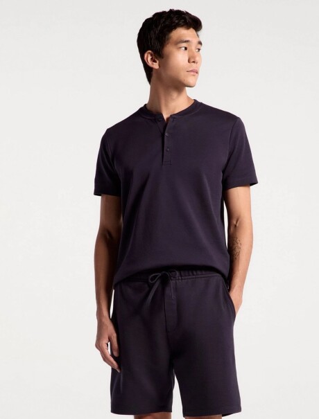 CAMISETA DE CUELLO CON TEXTURA AZUL