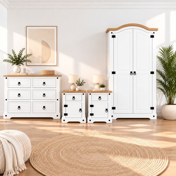 COMBO DORMITORIO - LINEA CORONA ROPERO 2 PUERTAS + CÓMODA + 2 MESAS DE LUZ COMBO DORMITORIO - LINEA CORONA ROPERO 2 PUERTAS + CÓMODA + 2 MESAS DE LUZ