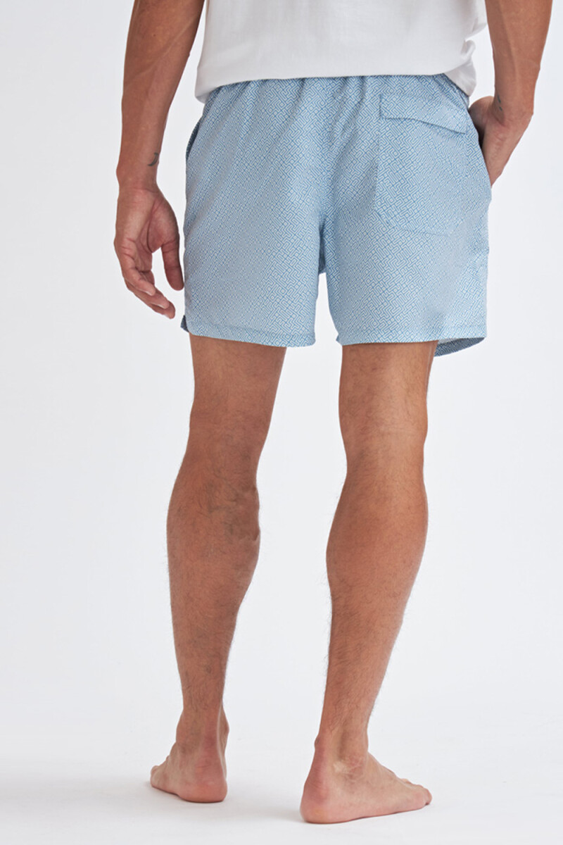 Short de baño Geométrico- Azul Piedra