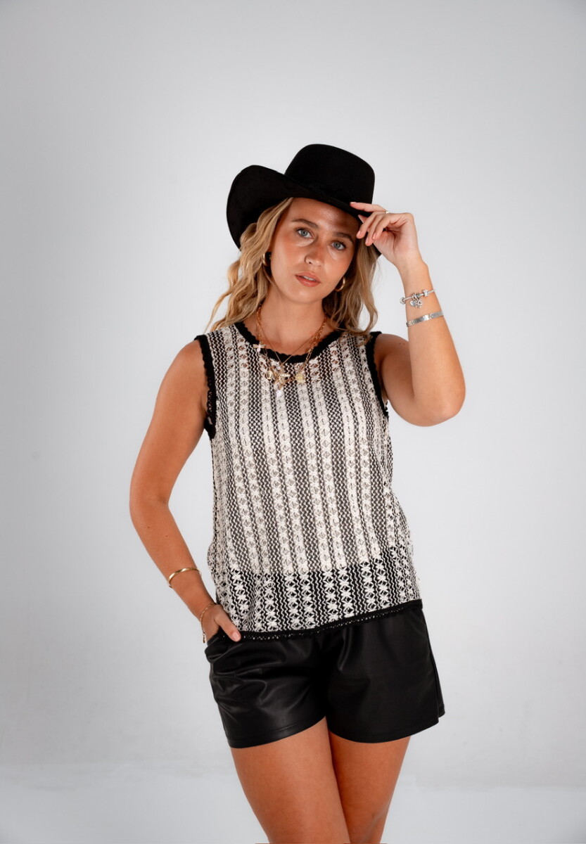 Blusa Gabrielle - negro con blanco 