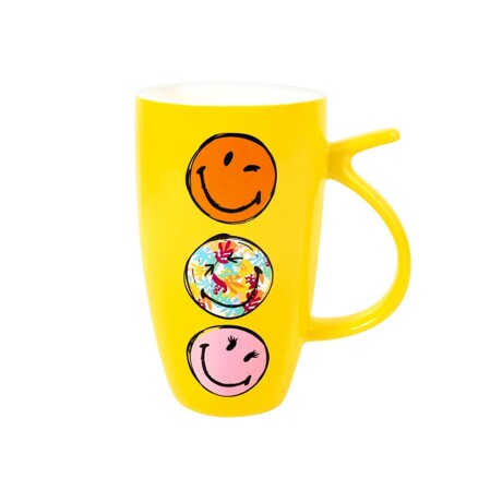 Taza cerámica Smiley 560ml amarillo