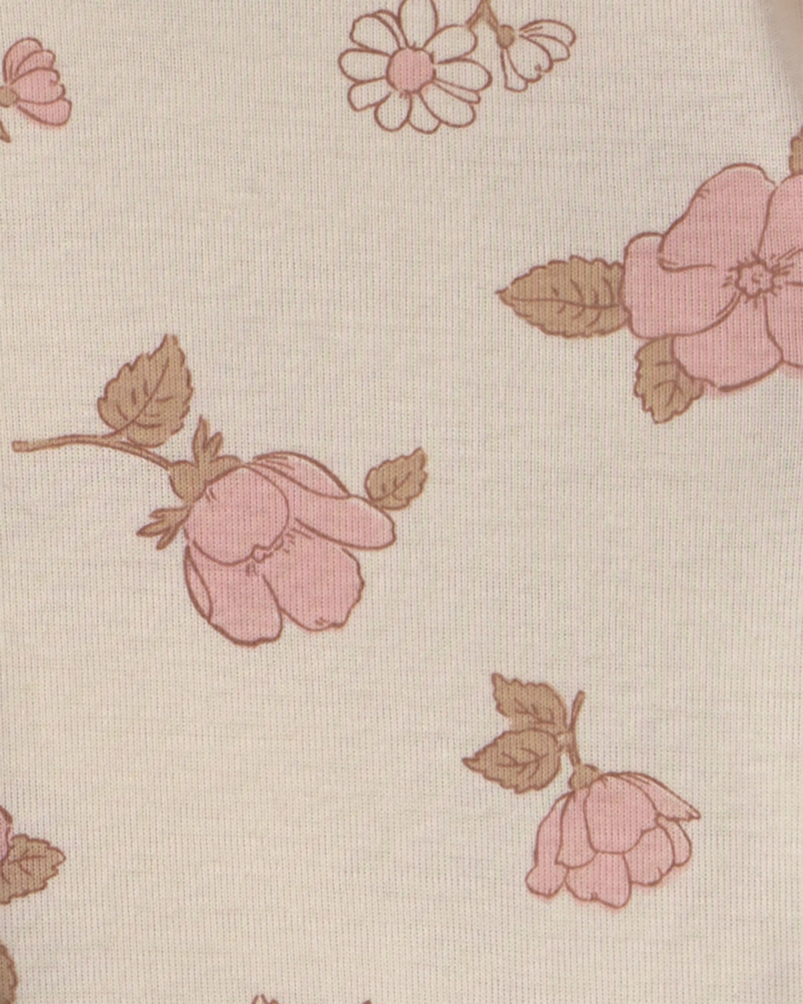 Set tres piezas de algodón, pantalón y bodies, rosado y crema, diseño floral Sin color