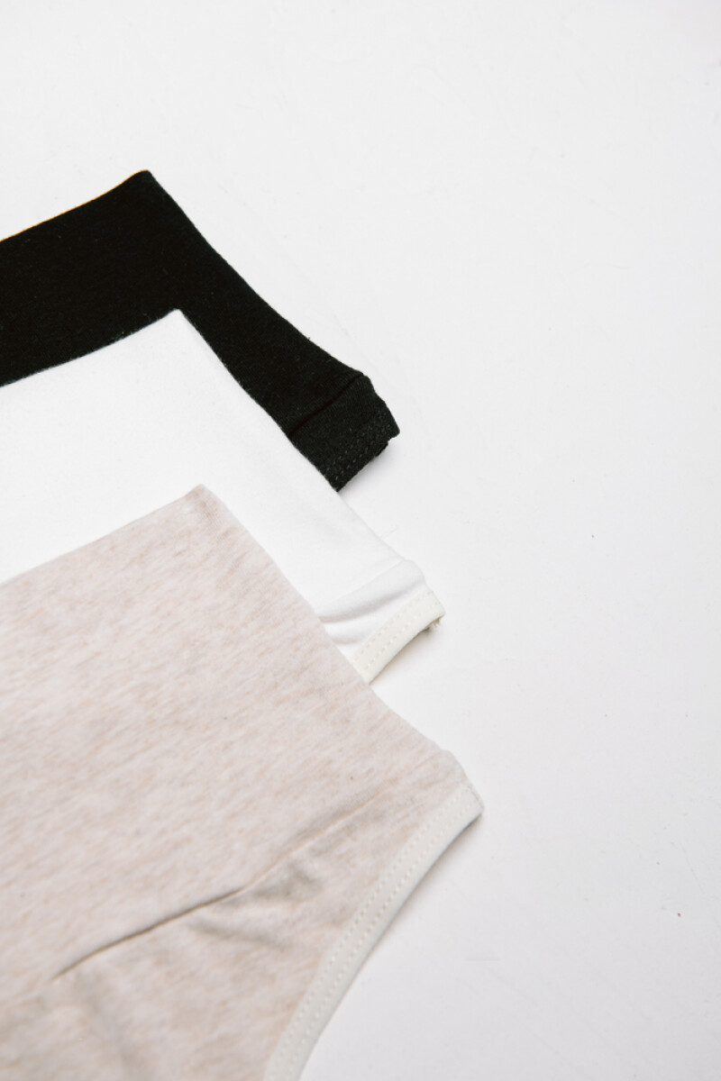 Pack de 3 Culottes Gracia Algodón [B84] Crema, Negro, Beige