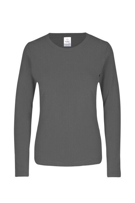 Camiseta a la base dry fit manga larga dama Gris carbón