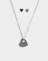 Bijouterie Set Con corazón Set De Collar Y Aros Pasantes Corazones - Plateado