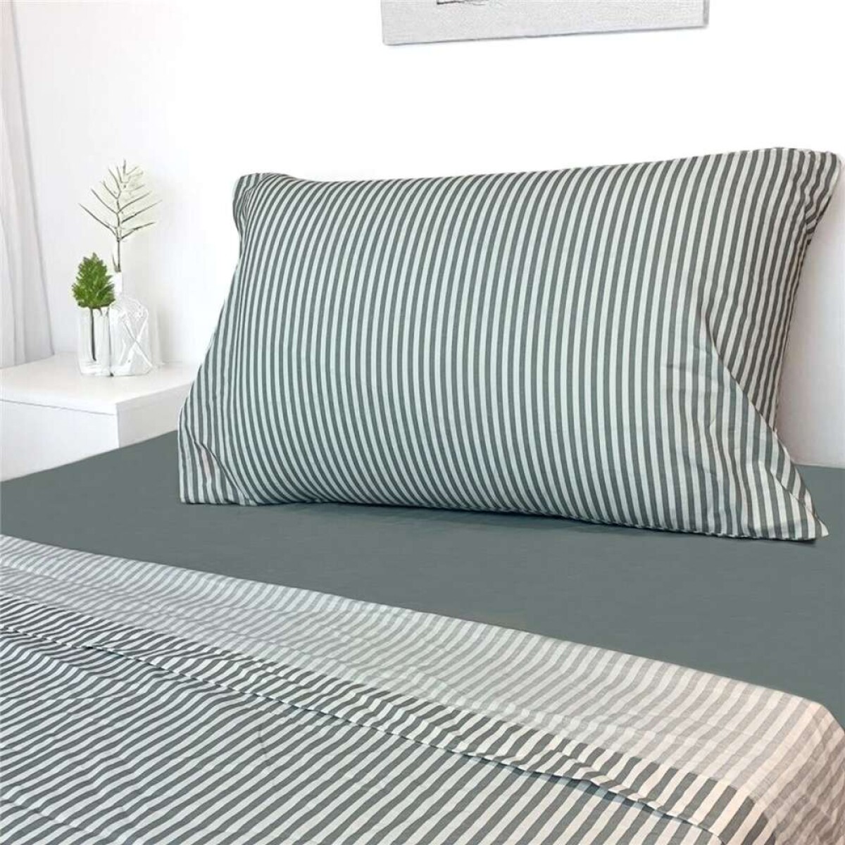 Juego De Sabanas Algodon 180H Twin 90X190+30Cm Rayas Cannon - Gris 