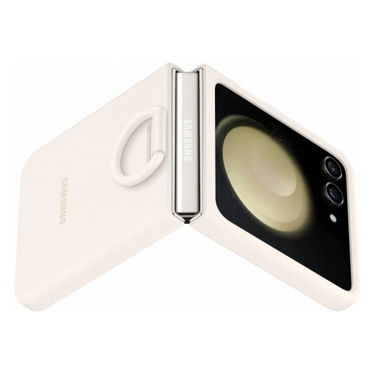 Funda Samsung Silicone Case con Anillo para Galaxy Z Flip5 Cream