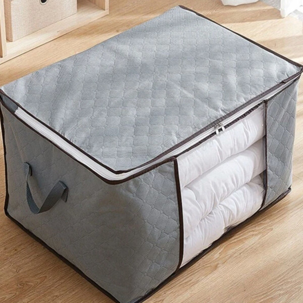 Set Caja Organizadora X2 Ropa Guarda Mantas Frazadas Variante Color Gris