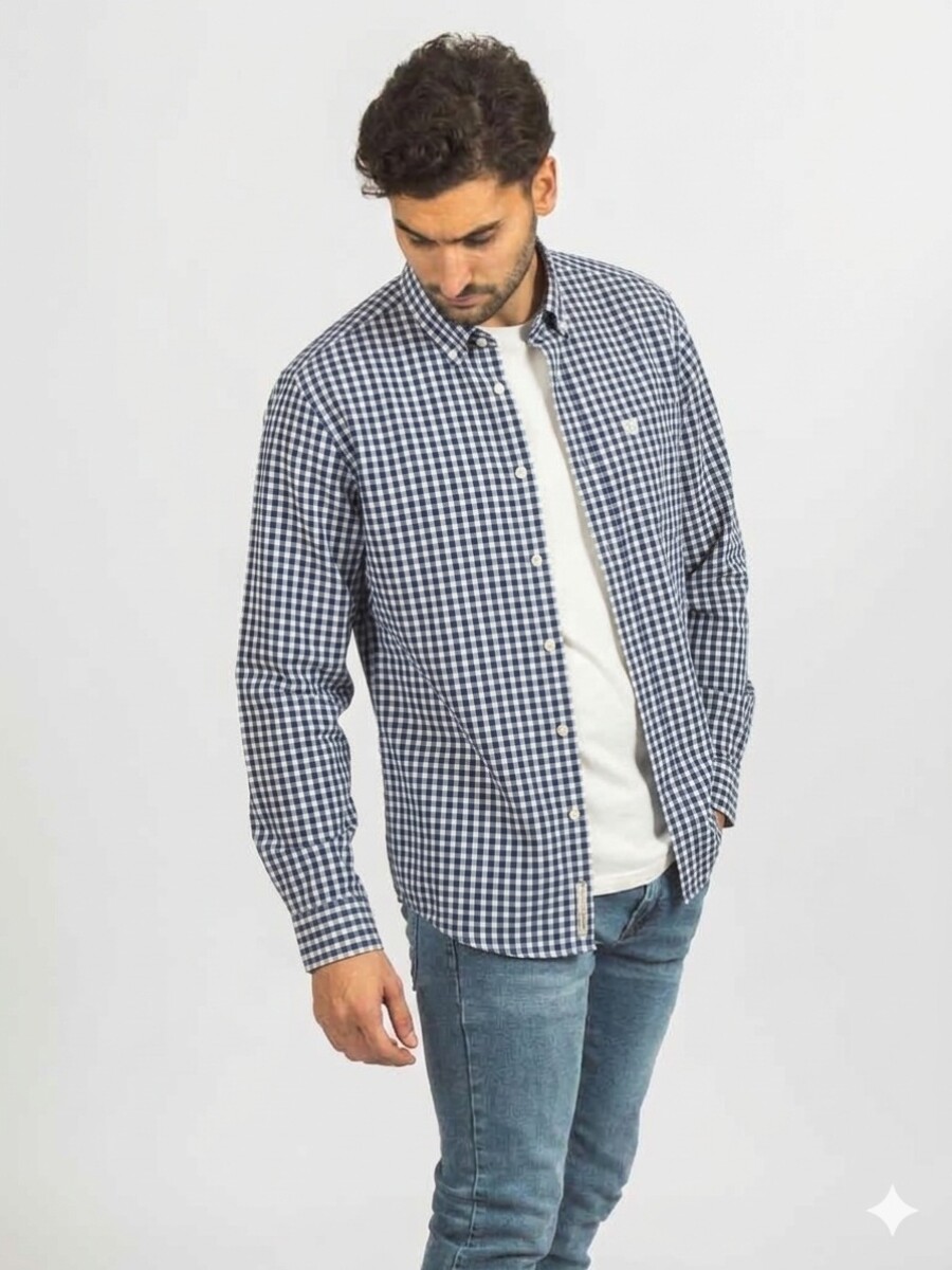 Camisa a Cuadros - Azul Filete Amarillo 