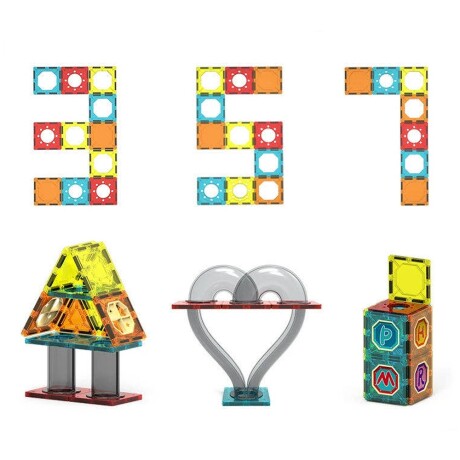Bloques de Construcción Magnéticos Coloridos y Grandes de 56 Piezas Multicolor