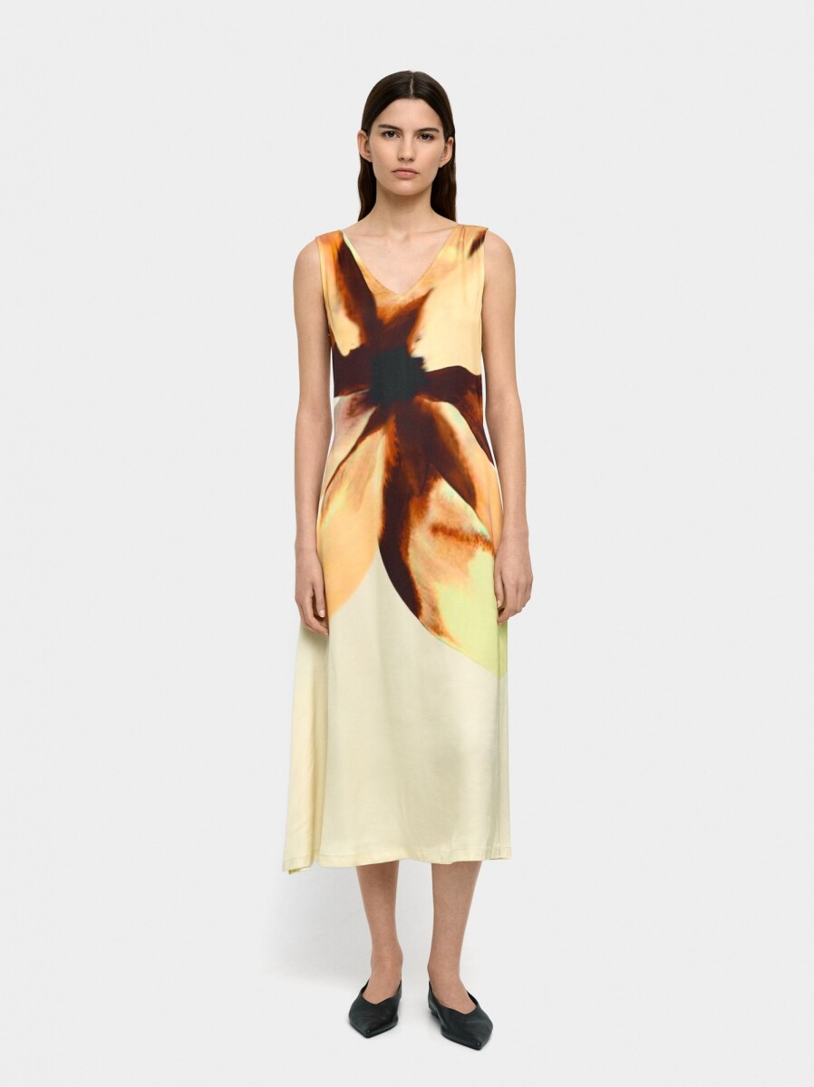 Vestido Midi Estampado Floral - multicolor 