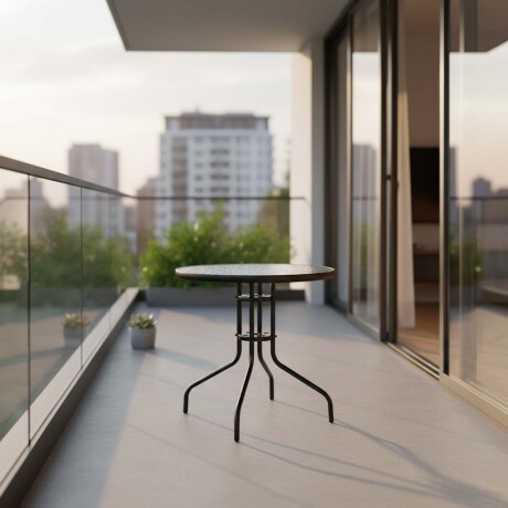 MESA DE EXTERIOR ACERO-Y-VIDRIO NEGRO MINHLA