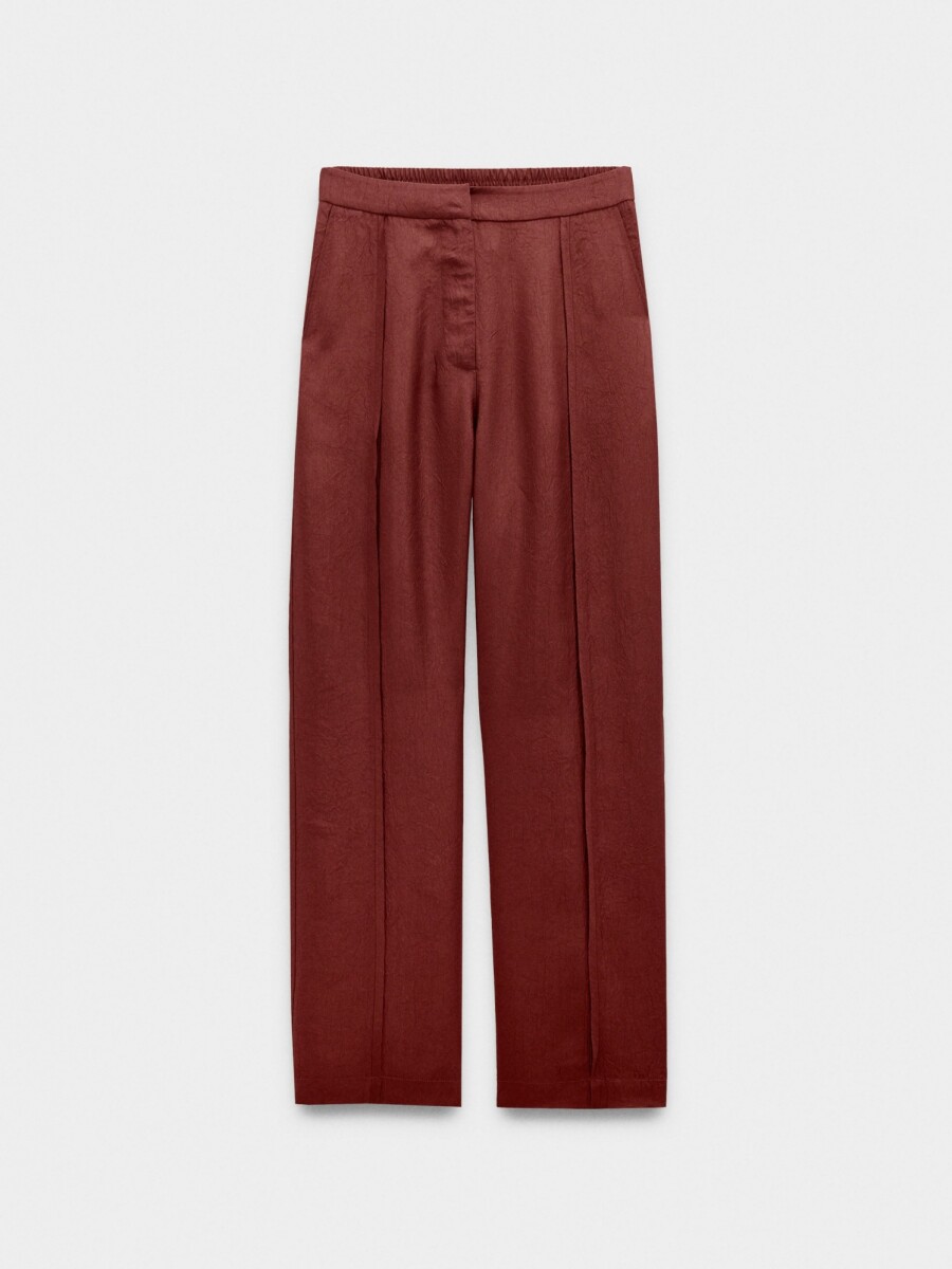 Pantalón Con Efecto Arrugado teja