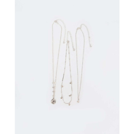 Set De Collares Bañados En Plata Plateado