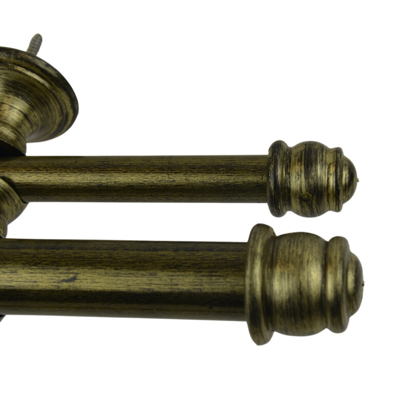Barrote cortina doble de metal 2,5 m + 3 Soportes ORO VIEJO