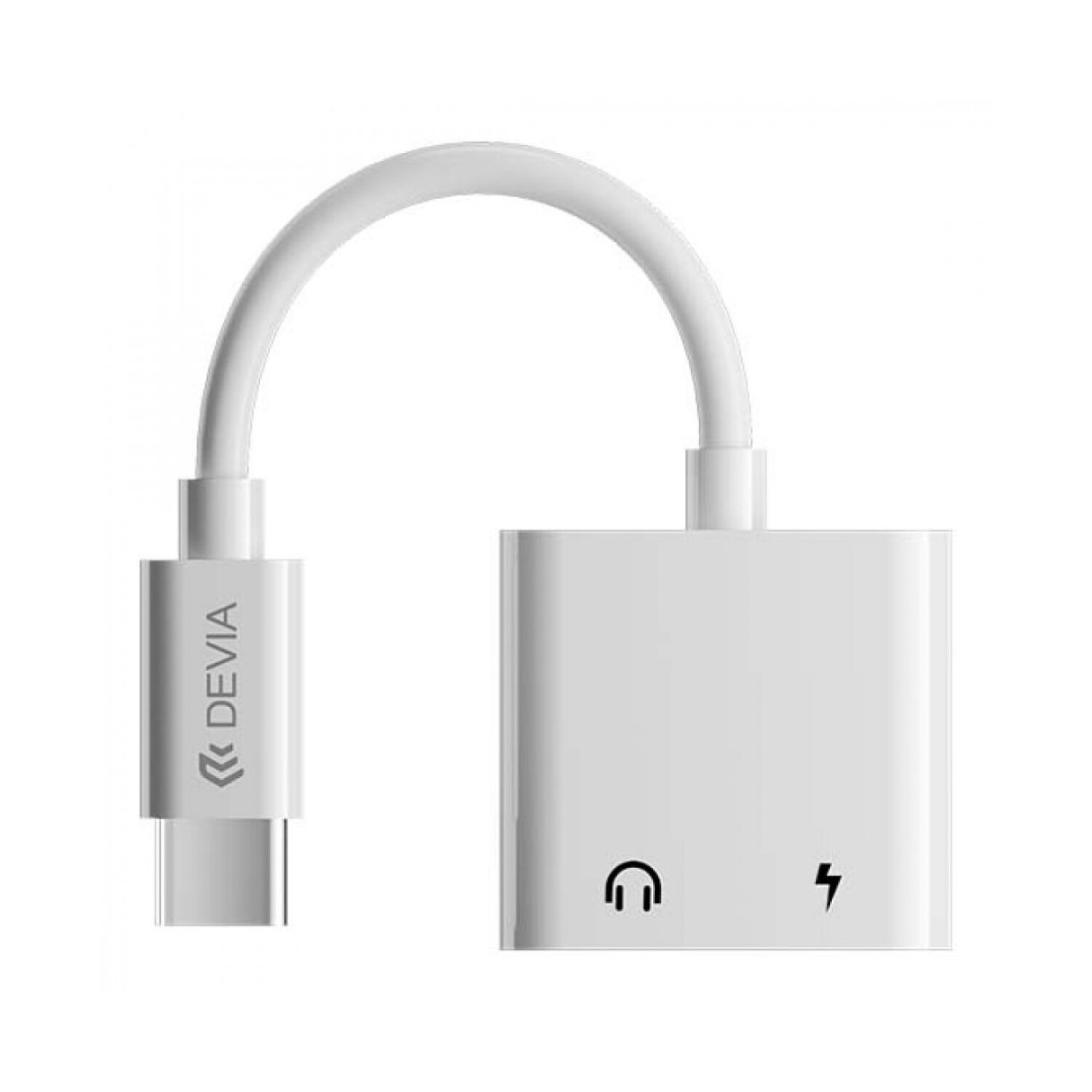 ADAPTADOR USB-C A USB-C Y JACK 3.5MM PARA AURICULARES Y CARGA DEVIA -  Blanco — Cover company