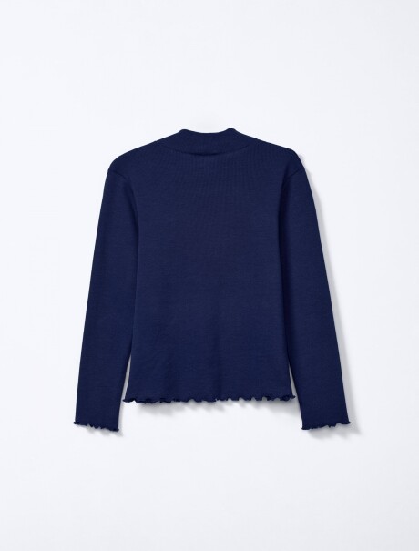 POLERA INFANTIL DE TELA ACANALADA AZUL