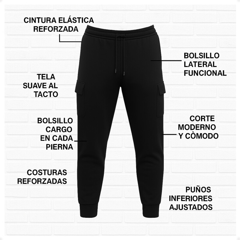 Pantalón Jogging Deportivo Tipo Cargo Negro