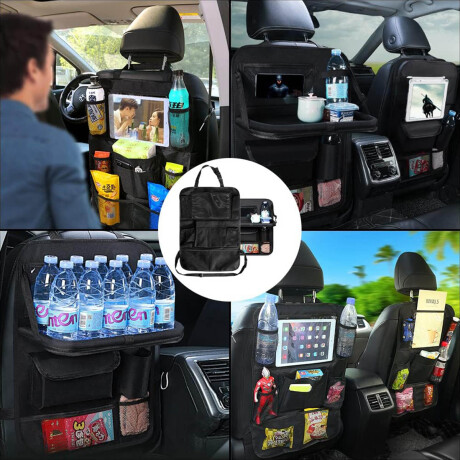 Organizador De Asiento Auto X2 Pack Soporte Tablet Negro