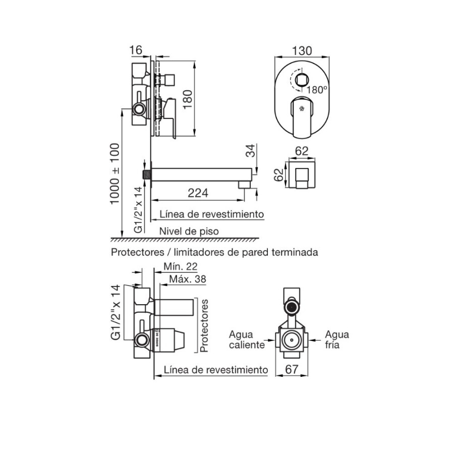 Grifería de Ducha Empotrada Monocomando Con Transferencia y Pico Cromada Linea Abelia Grifería de Ducha Empotrada Monocomando Con Transferencia y Pico Cromada Linea Abelia