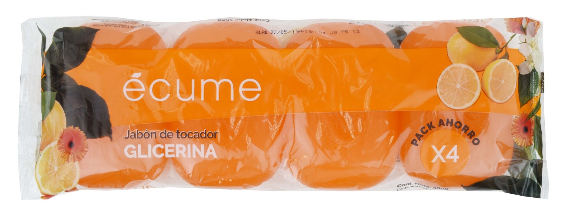 JABON DE TOCADOR ECUME 90 GR X 4 UNIDADES GLICERINA 