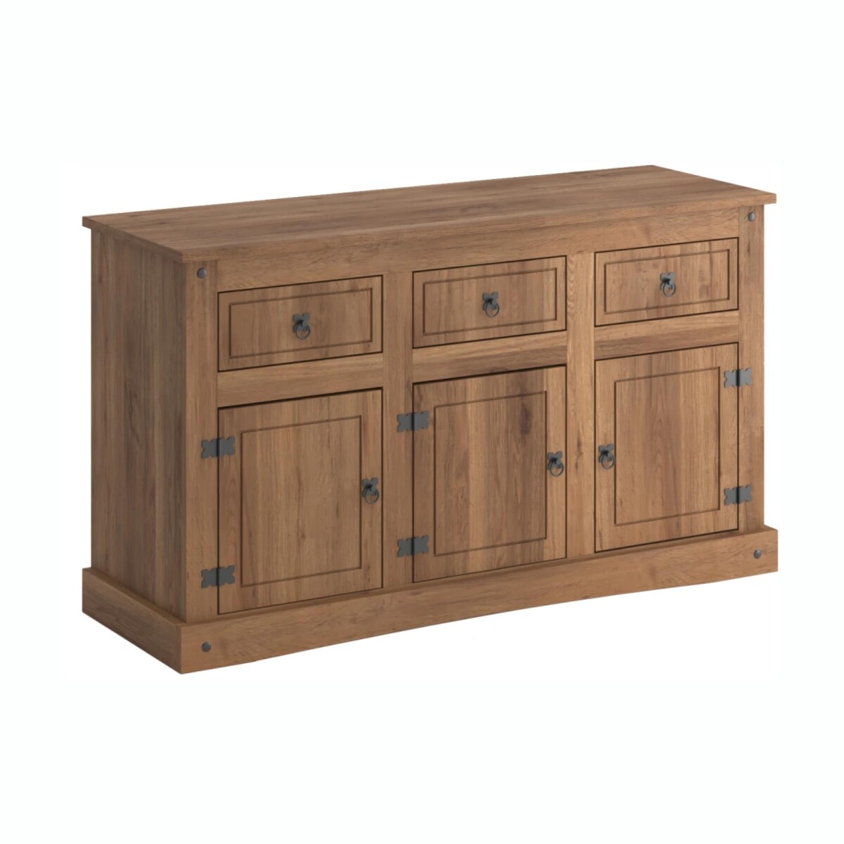 Mueble Aparador Línea Mexicana RUSTICO MEX011 3 Puertas 3 Cajones - Nogal 