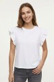 Remera con volados en hombro BLANCO