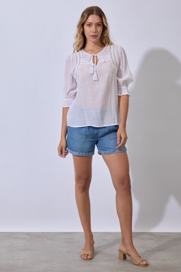 Blusa Lazo Crochet BLANCO