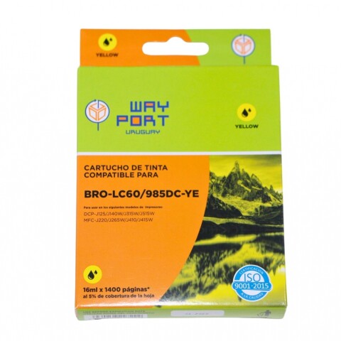 CARTUCHO PARA BROTHER LC60/J410 COLOR AMARILLO CARTUCHO PARA BROTHER LC60/J410 COLOR AMARILLO